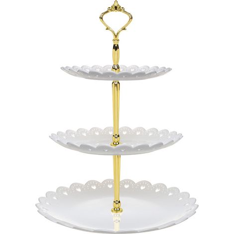 Dreistöckiger Cupcake-Ständer, 35 cm hoch, leicht und platzsparend, ideal für Partys und Feste (weiß). (1/5)