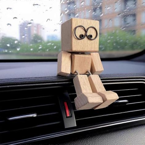 Wackelnde Holzfigur, handgefertigt, wackelnde Füße, Holzpuppe, Autoornament, lustige Schreibtischdekoration aus Holz, Armaturenbrettdekoration. (1/2)