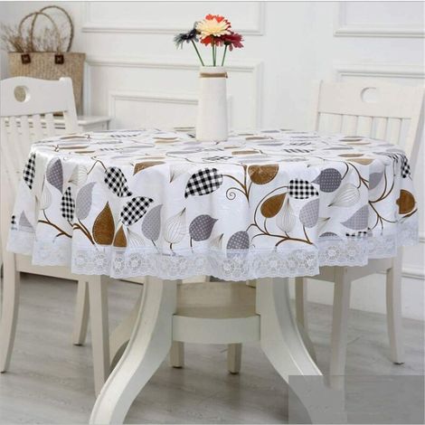 Protection de l'environnement épaissie et nappe ronde jetable en plastique velours PVC imperméable et résistant à l'huile (0008-diamètre 180 cm)
