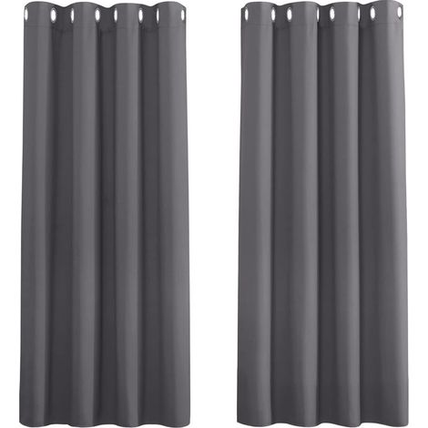 Rideau Opaque Extérieur/Intérieur avec Oeillets - Étanche pour Jardin, Patio, Balcon - 132x274cm Gris Foncé - 1 Panneau (1/5)