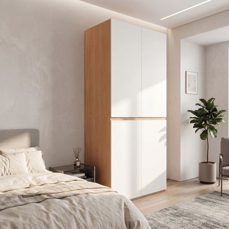 Armadio guardaroba 90x50x200 cm in MDF bianco, cassetto portagioie – MEUBLIV (1/5)