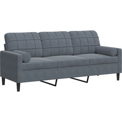 Maison Exclusive - Divano a 3 Posti con Cuscini Grigio Scuro 180 cm in Velluto