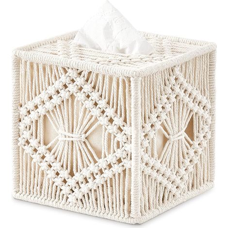 Caja de pañuelos decorativa de estilo bohemio, portapañuelos cuadrado de 161617 cm (Tipo B) (1/4)