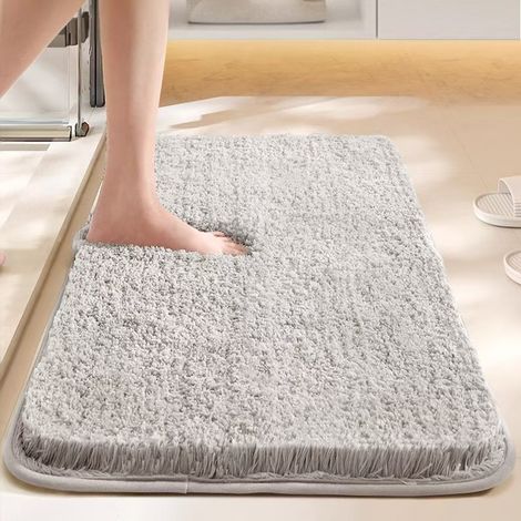 Tapis de bain absorbant antibactérien à ions argent Ag+, épais 3,5 cm, poils denses 200%, antidérapant et à séchage rapide, plusieurs tailles et coloris