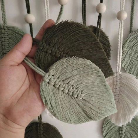 Feuille Macramé Tenture Murale Boho Chambre Décor à Tissé Esthétique Tapisserie Murale Maison Chambre Décoration de Mariage (1/5)