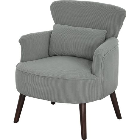 Corduroy Retro Accent Chair Light Grey (1/5)