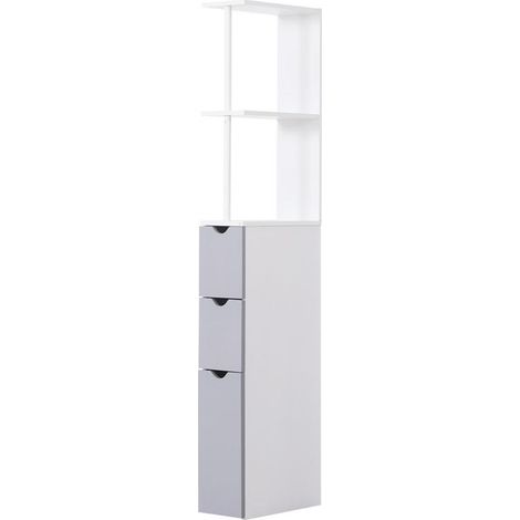 MOBILETTO A COLONNA DA BAGNO SALVASPAZIO 15X33X136 CM IN LEGNO BIANCO E GRIGIO (1/5)