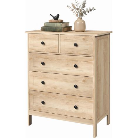 Commode à 5 Tiroirs Style Comtemporain 74 x 40 x 91 cm Chêne (1/5)