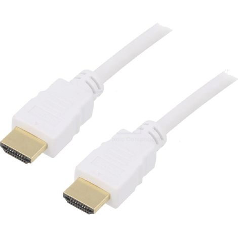 Cable HDCP 2.2 HDMI 1.4 male des deux cotes 3m blanc