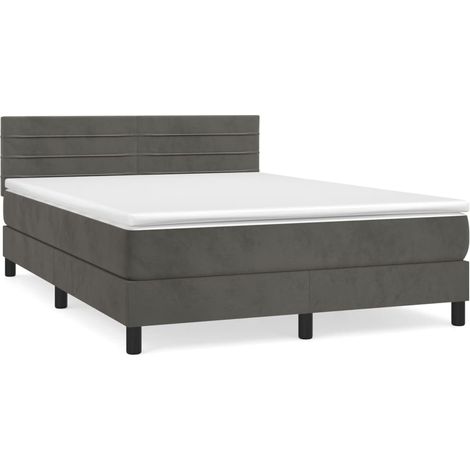 Maison Exclusive - Cama box spring con colchón terciopelo gris os (1/5)