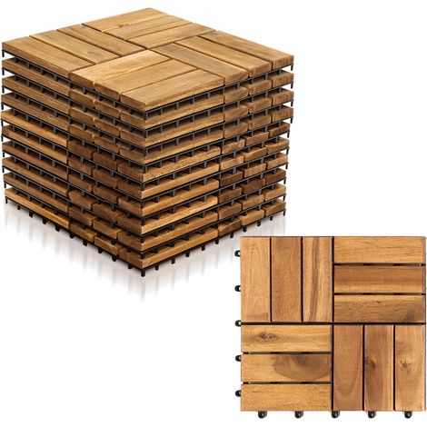 Randaco 88STK Holzfliese Akazie 30 x 30 cm Terrassenplatten Klicksystem Außen Klickfliesen Balkon Terrassenfliesen Holz,wetterfest rutschfest