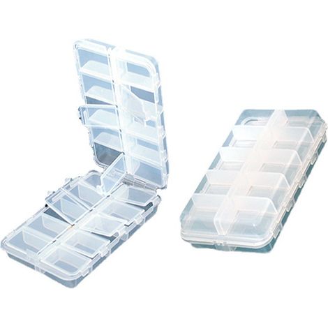 Boîte de rangement en plastique avec 20 compartiments réglables Boîte à appâts 2pcs Blanc 16,6 9,7 4,1 cm (1/5)