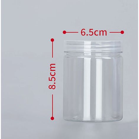 (J-230ml)1 bouteille d'emballage en plastique PET transparente vide avec fermeture hermétique, type seau circulaire, bocal à biscuits, boîte de conservation alimentaire scellée, récipient de stockage (1/5)