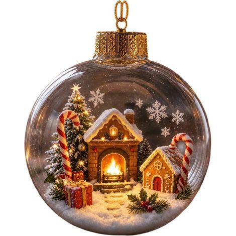 Boule à neige lumineuse 3D en acrylique transparent, décoration à suspendre au sapin de Noël avec le Père Noël et son traîneau de rennes (1/5)