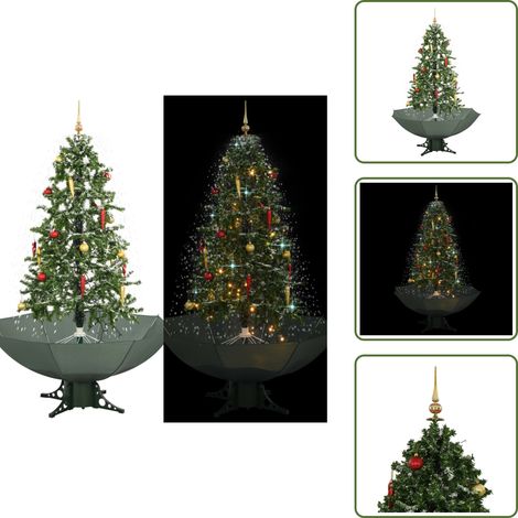 The Living Store Schneiender Weihnachtsbaum mit Schirmfuß Grün 170 cm - Schneefall (1/5)
