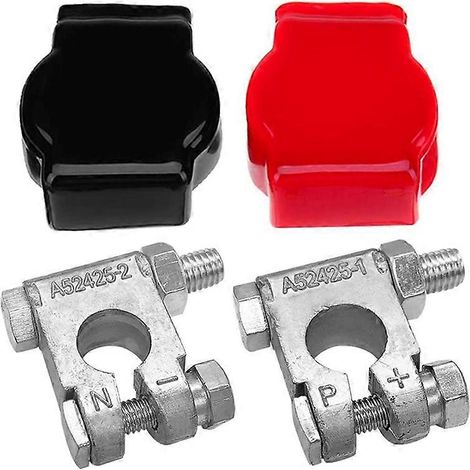 Kit de bornes de batterie négative et positive avec couvercle en alliage (1/5)