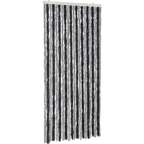 Rideau anti-mouches gris et noir 90x200 cm chenille CFW65132 (1/5)