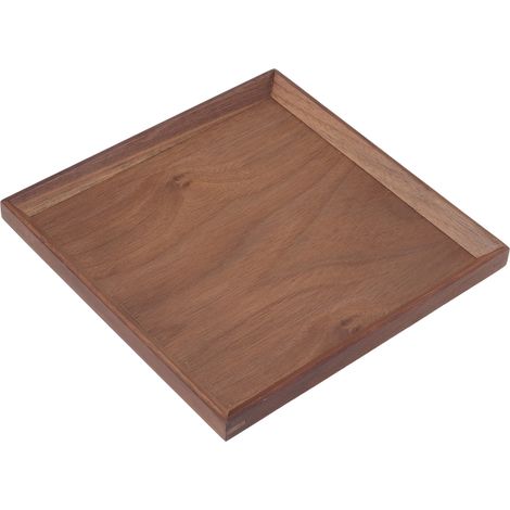 Plateau en noyer noir, style simple et élégant, pour servir thé, fruits, fromage, vin ou repas. Format carré moyen. (1/5)