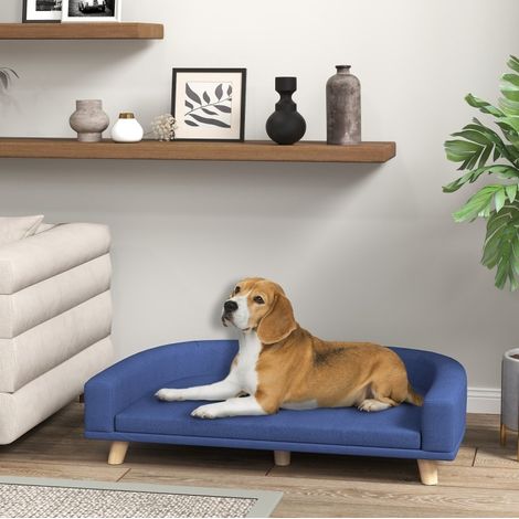 Hundesofa 98 x 67 x 25 cm aus blauem Polyester, abnehmbares Kissen, für große Hunde – MEUBLIV (1/5)