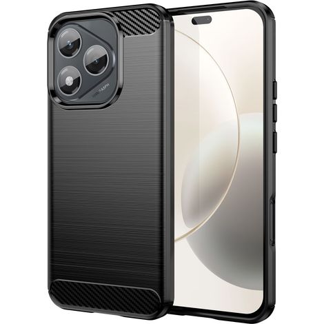 Funda protectora para Honor 400 Lite - Negra, textura de fibra de carbono, acabado cepillado (1/5)