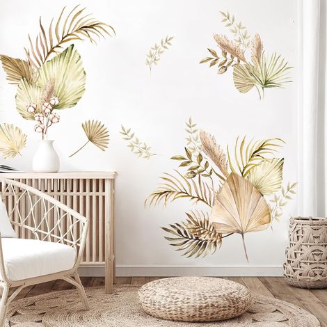 Stickers Muraux Feuille de Palmier Autocollant Mural Plante Tropical Décoration Murale Chambre Salon Bureau (1/5)
