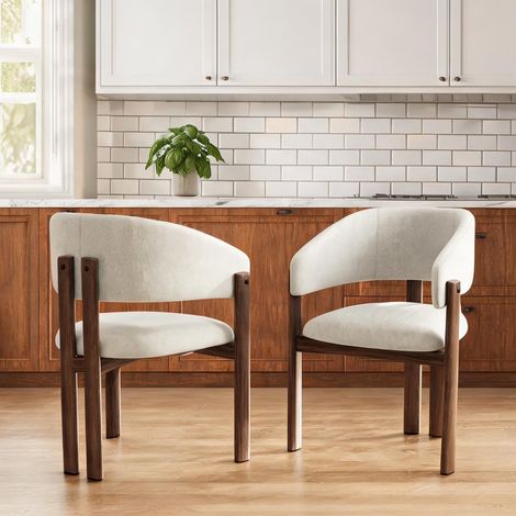 Ensemble de 2 chaises de cuisine en métal et tissu lin en lin (1/5)
