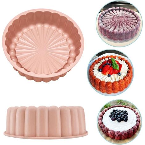 Moule Gateau Silicone Rond 20cm,Antiadhésif Moule a Gateau Rrond Silicone,Moule Silicone Patisserie Rond,Réutilisable Moule à Gâteau Cannelé (1/5)