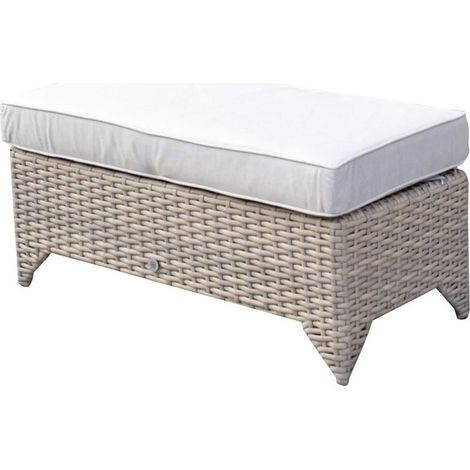 Signature Weave Sarah Wicker Ottoman Stool Bench Seat Furniture Cushion Grey