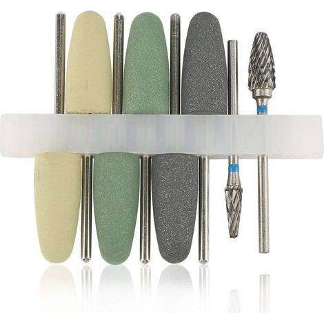 Kit de polissage avec foret rotatif en résine silicone solide et embout de meulage en acier tungstène, pour le rodage des métaux et le polissage de la résine céramique. (1/5)