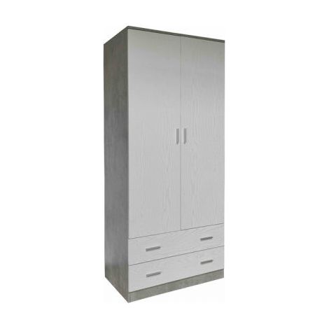 ARMADIO SPACE 2+2C CEMENTO/BIANCO F. 80X52X190CM