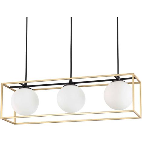 Ideal Lux Lingotto - Suspension à 3 ampoules au fini laiton antique (1/3)