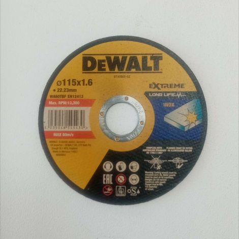 Dewalt extreme 115x1,6x22,23mm disco da taglio per ferro e acciaio inox (1/5)