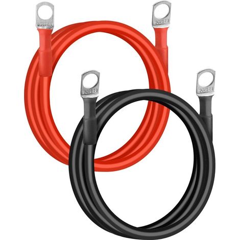Câble Batterie Voiture 3AWG/ 25mm² de 100cm avec Bornes Cuivre Étamé M10 pour Auto, Moto, Camion, Camping-Car, Marine, Solaire, Bateau (1/5)