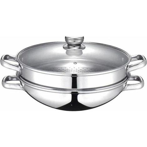 Wok 2-in-1 Baumalu in acciaio inossidabile 32 cm