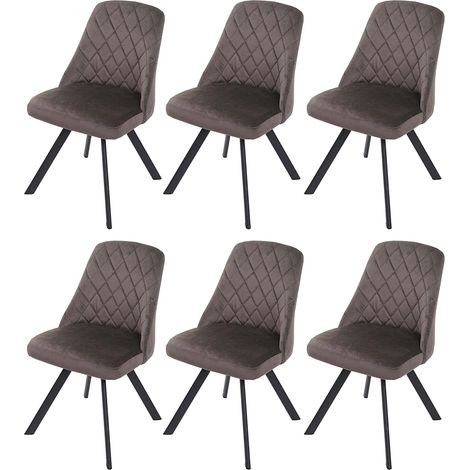 Set di 6 sedie da pranzo reclinabili rivestite in velluto marrone con cuciture decorative e gambe in metallo CDS04678
