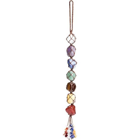 Ornements suspendus pour voiture en cristal fait main, inspirés des 7 chakras, décoration Feng Shui, yoga et méditation, pierres roulées, décorations de Noël. (1/5)