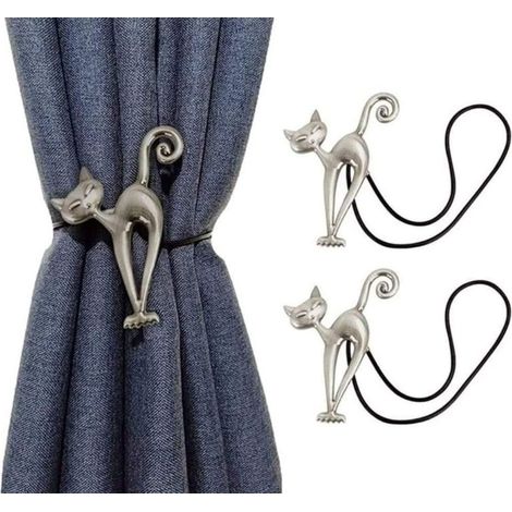 Cat-Shaped Magnetic Curtain Tiebacks – 2-Piece Set, Decorative and Practical for Living Room, Bedroom or Office (1/5)