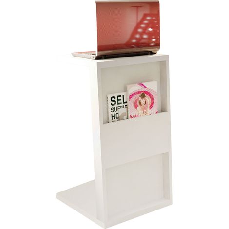 Table d'appoint coloris blanc - longueur 36 x profondeur 39 x hauteur 68 cm -PEGANE-