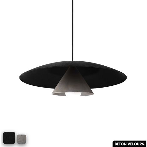 Lampe de suspension en béton velours - OLEMI VELVET CONCRETE NOIR - GRIS (1/3)