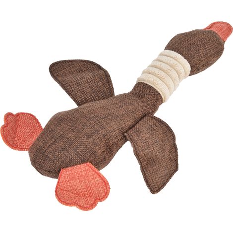 Jouet pour chien en forme de canard mignon, accessoire de dressage pour mâcher et nettoyer les dents, 30 cm, marron (1/5)