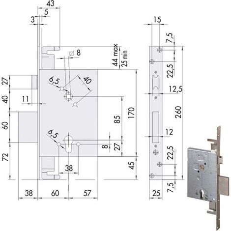 Serrure d'insertion en fer 56255-60-0 Cisa