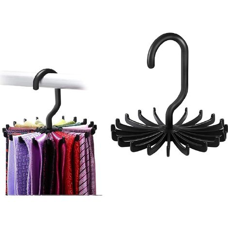 Rotating Tie Belt Holder Hook for Closet Organizer Storage, Versatile Adjustable Organizer for Ties, Belts, 2 Pack (1/5)