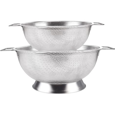 Set de passoires inox maille fine 18/10 résistantes rouleau sur pieds, lavables au lave-vaisselle (1/5)