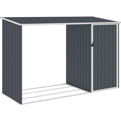 Cobertizo de madera para jardín 245 x 98 x 159 cm acero galvanizado antracita 020022396