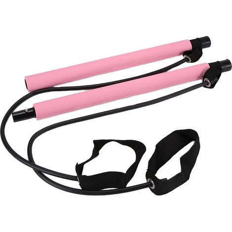 Barre de Pilates multifonctionnelle (rose) avec corde élastique, renforce la tension pectorale (1/5)