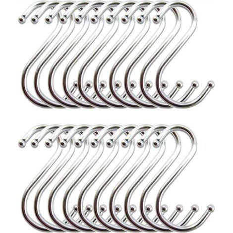 Crochet S Acier Inoxydable, Crochet Cuisine Crochets en Forme de S Suspension Accroche Ustensiles de Cuisine(Lot de 20) (1/4)