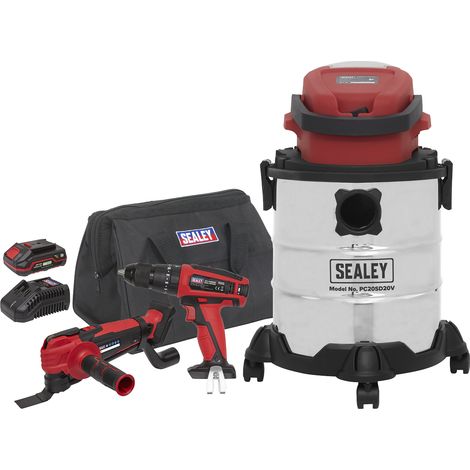 Sealey 3 x 20V SV20 Series Tool Vac Combo - 2 Batteries CP20VCOMBO5