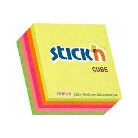 STICKN Notes cubi autoadesivi neon 50x50mm - mix di colori