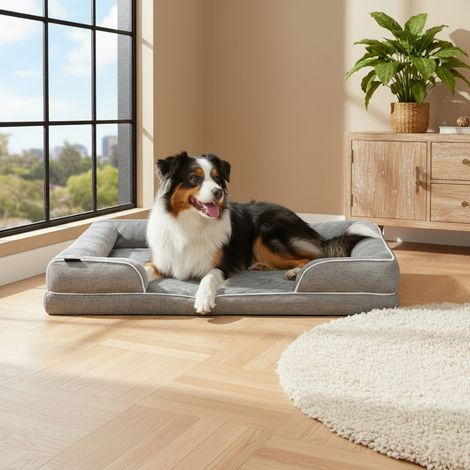 belviona Memoryfoam Hundebett orthopädisch, gelenkschonend & wasserabweisend mit abnehmbaren Bezug, 122x89x20 cm (1/5)