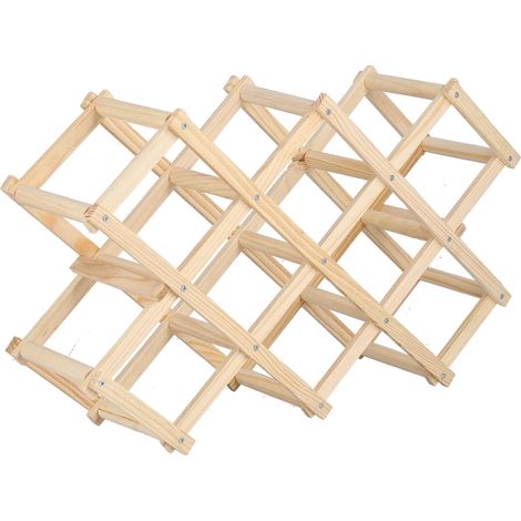 Armoire à vin pliable en pin, résistante, élégante et simple, pour la maison, l'hôtel ou le bureau. Couleur bois, capacité de 10 bouteilles. (1/5)